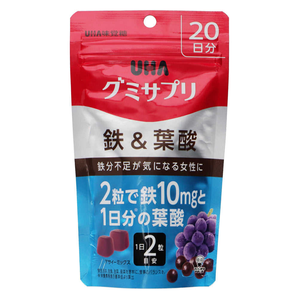【 UHA 味覺糖】鐵 & 葉酸軟糖 20日分 40粒